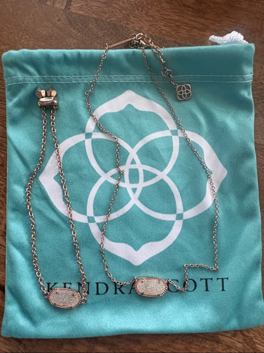 Kendra Scott Rose Gold Druzy Necklace and Bracelet